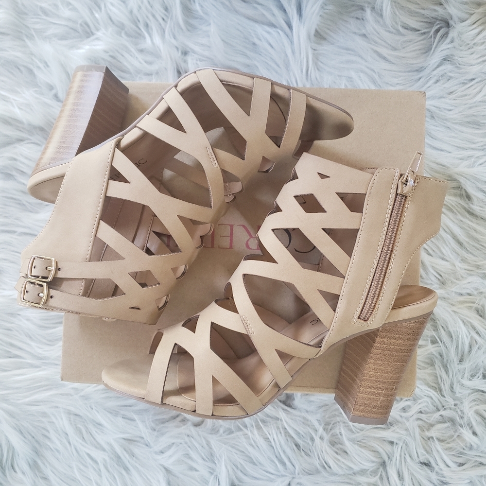 Casablanca Women's Open Toe Strappy Laser Cutout Caged Chunky High Heels…